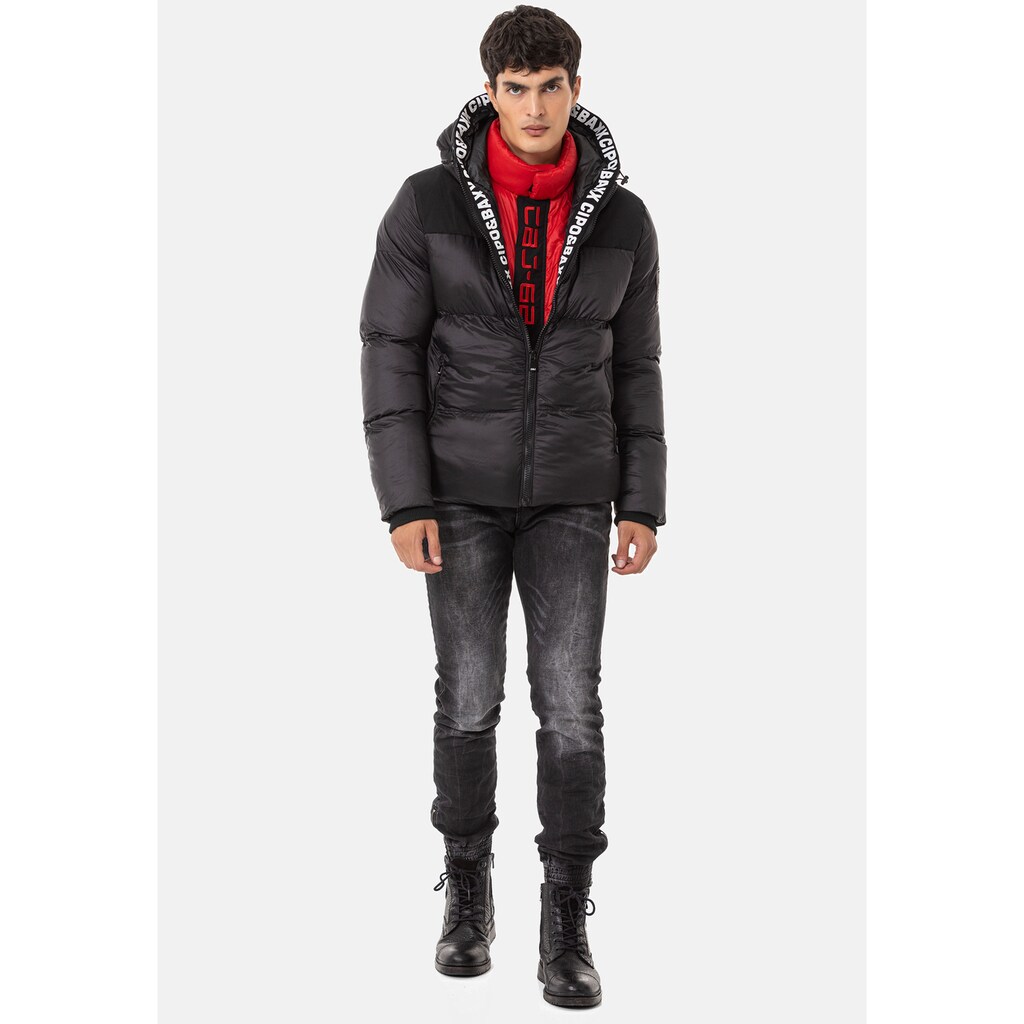 Cipo & Baxx Winterjacke »Jacke« Mit Kapuze Im Kontrast-Look