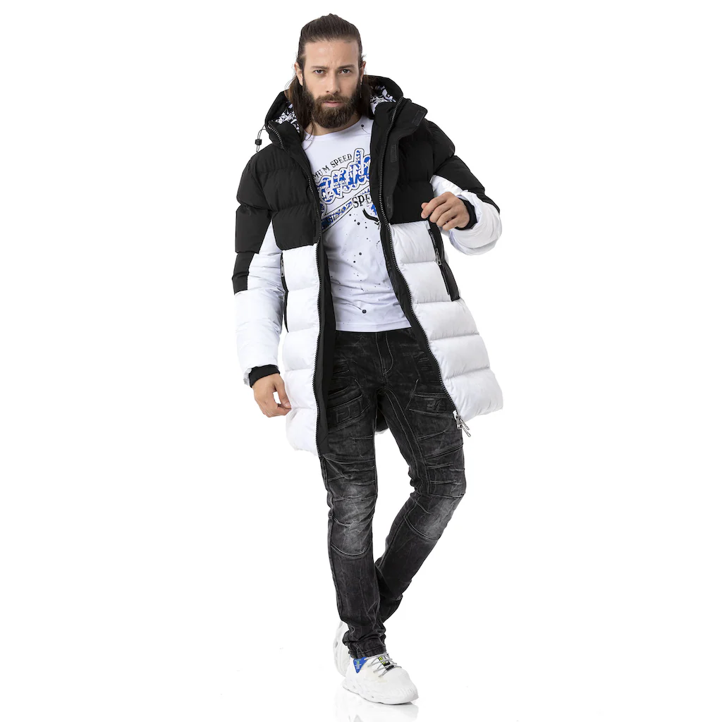 Cipo & Baxx Winterjacke »Winterjacke« Mit Kapuze Im Kontrast-Look