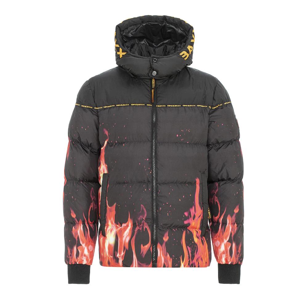 Cipo & Baxx Winterjacke »Winterjacke« Mit Kapuze Mit Flammen-Motiv