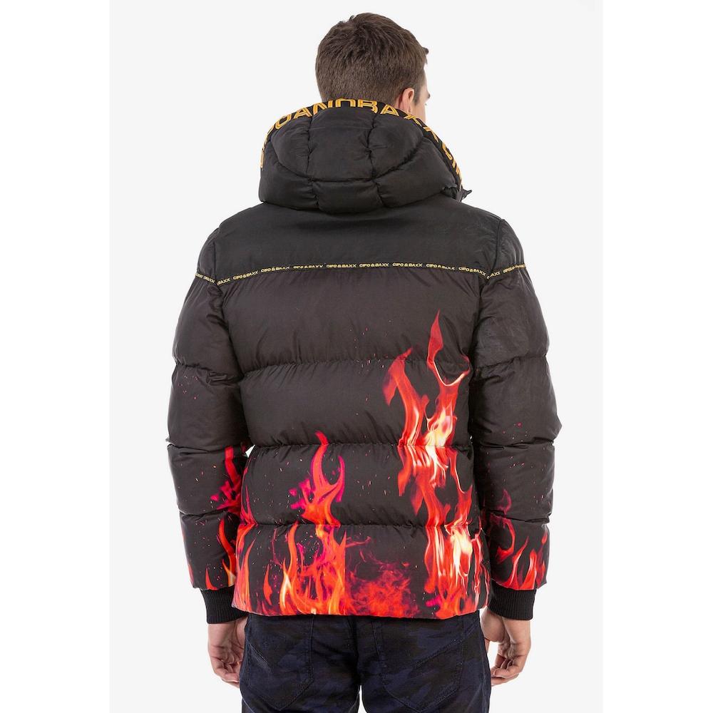 Cipo & Baxx Winterjacke »Winterjacke« Mit Kapuze Mit Flammen-Motiv