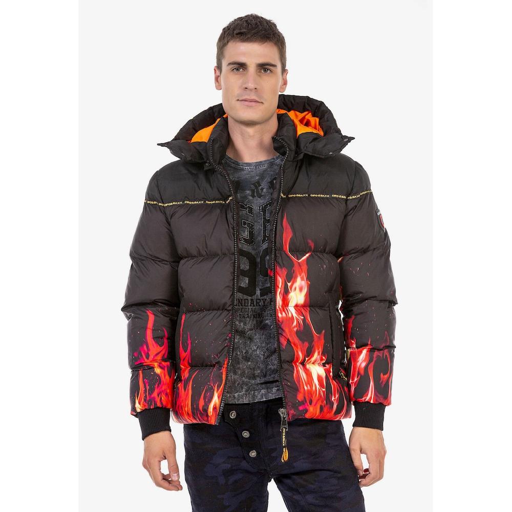 Cipo & Baxx Winterjacke »Winterjacke« mit Kapuze mit Flammen-Motiv
