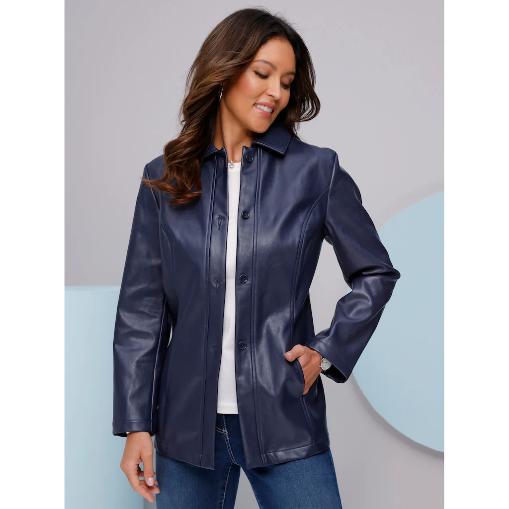 Classic Basics Lederimitatjacke ohne Kapuze