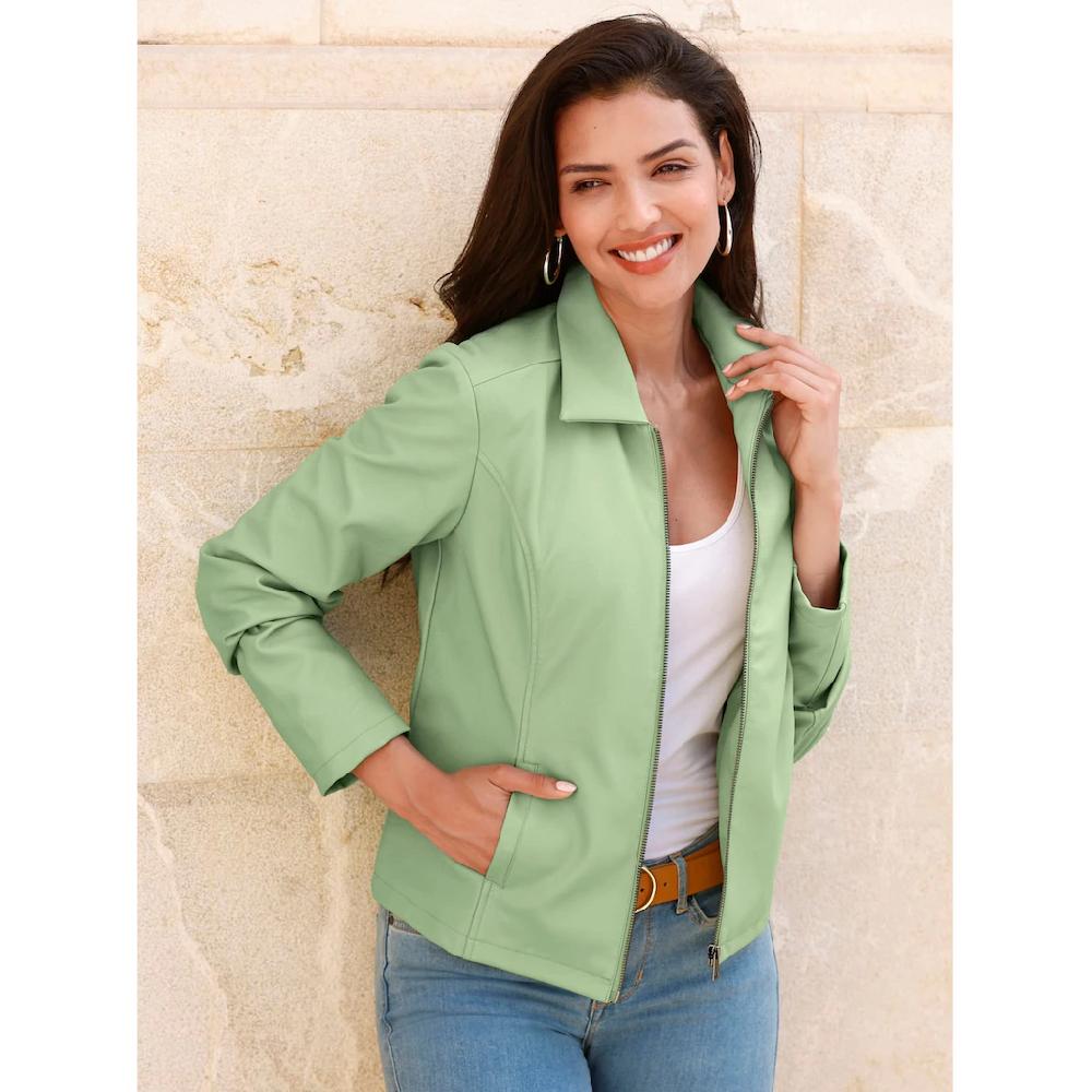 Classic Basics Lederimitatjacke ohne Kapuze