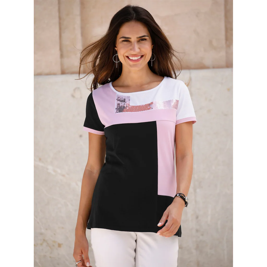 Classic Basics Paillettenshirt »Rundhals-Shirt« (1 tlg.)