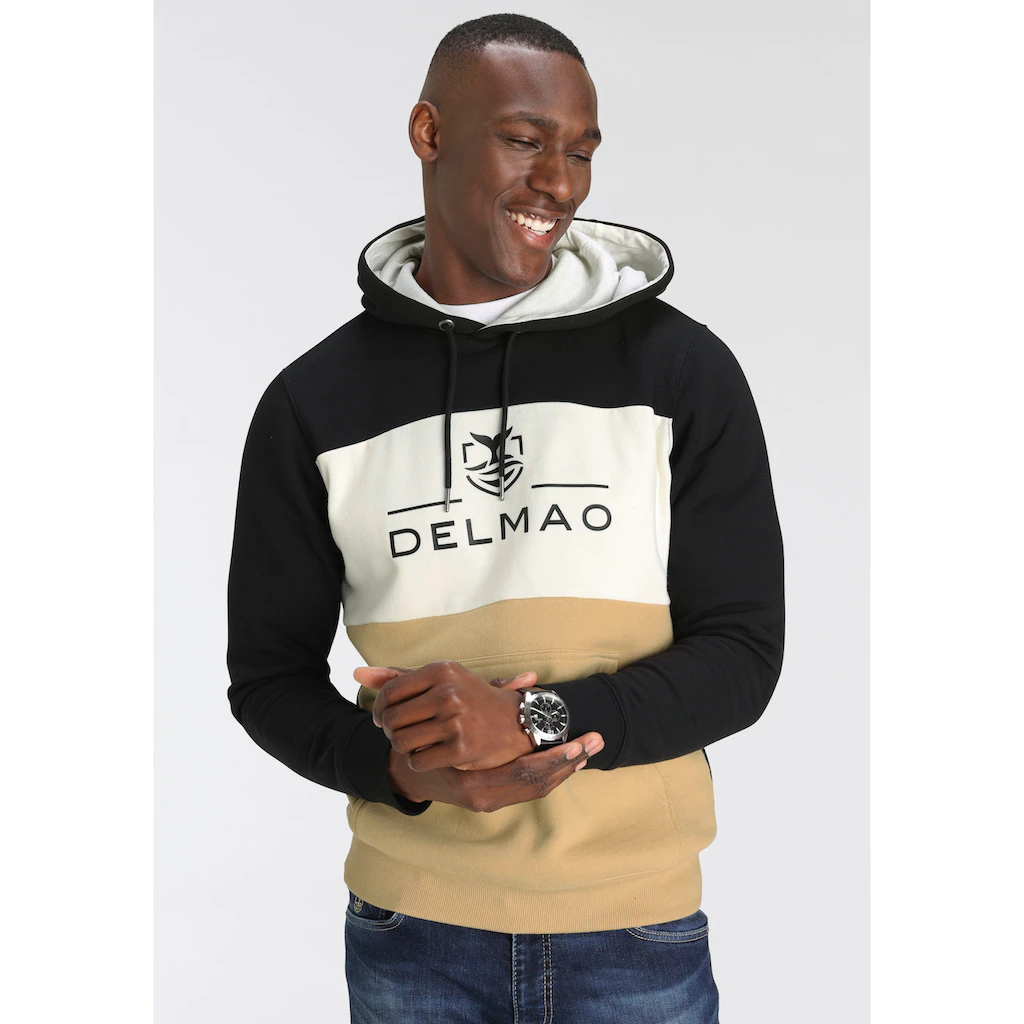 DELMAO Kapuzensweatshirt Langarm Lockere Passform Colourblocking-Optik Mit Kapuze ▷ Bestellen