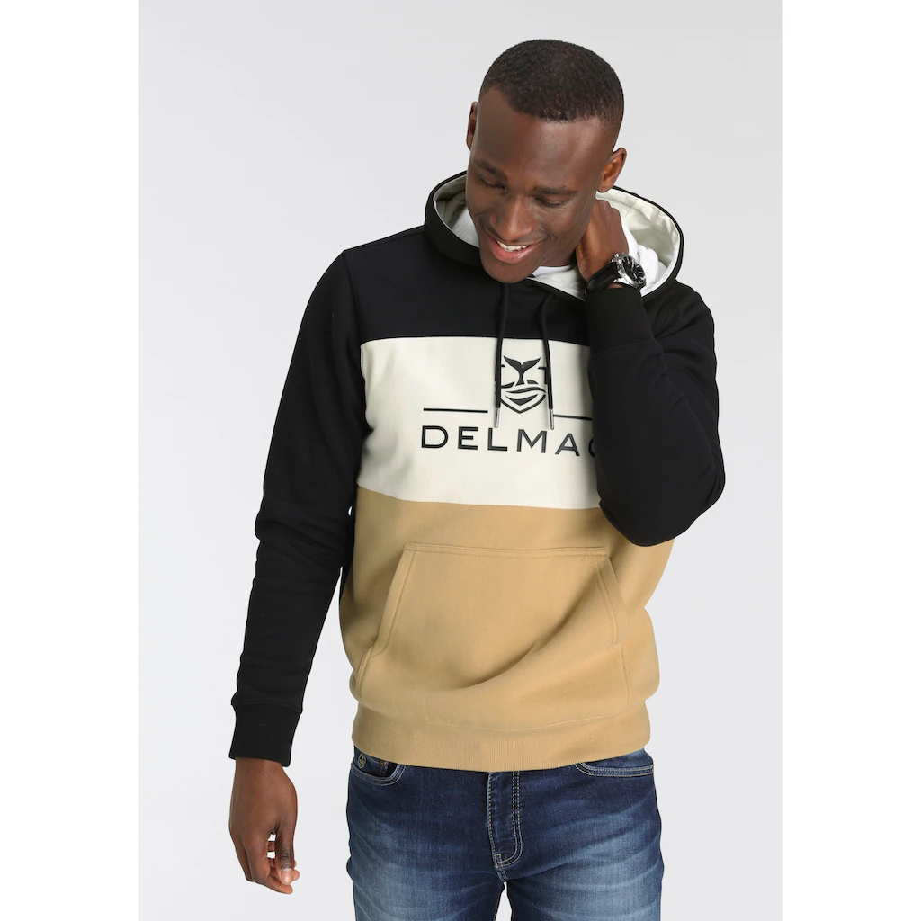 DELMAO Kapuzensweatshirt Langarm lockere Passform Colourblocking-Optik mit Kapuze ▷ bestellen
