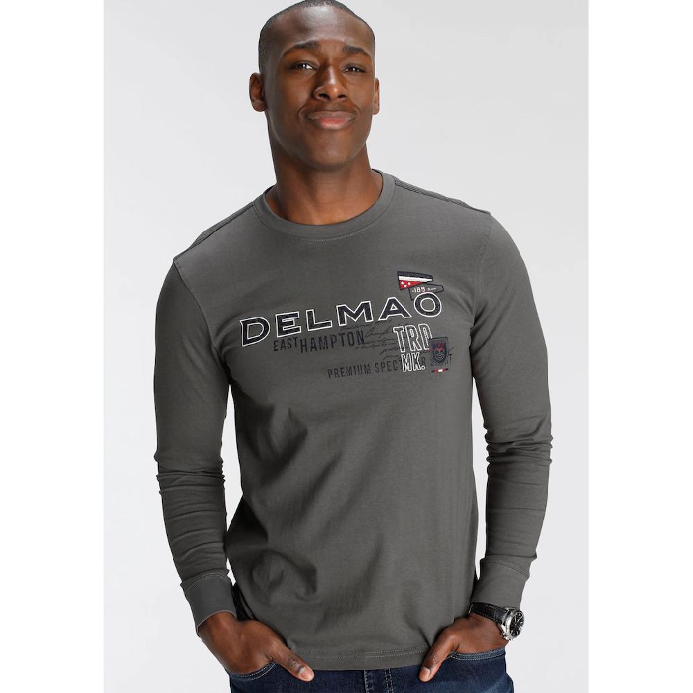 DELMAO Langarmshirt Schmale Passform Bedruckt Rundhalsausschnitt Aus Baumwolle ▷ Kaufen