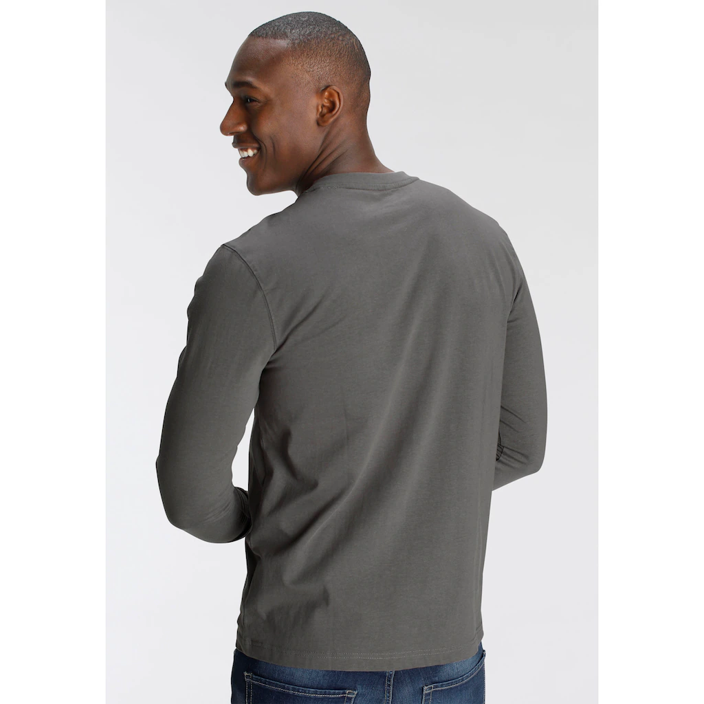 DELMAO Langarmshirt Schmale Passform Bedruckt Rundhalsausschnitt Aus Baumwolle ▷ Kaufen