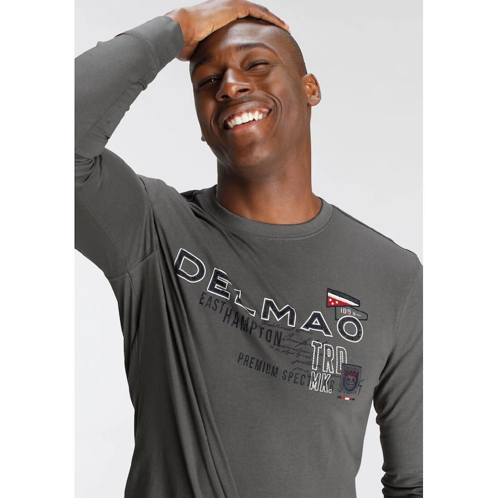 DELMAO Langarmshirt Schmale Passform Bedruckt Rundhalsausschnitt Aus Baumwolle ▷ Kaufen