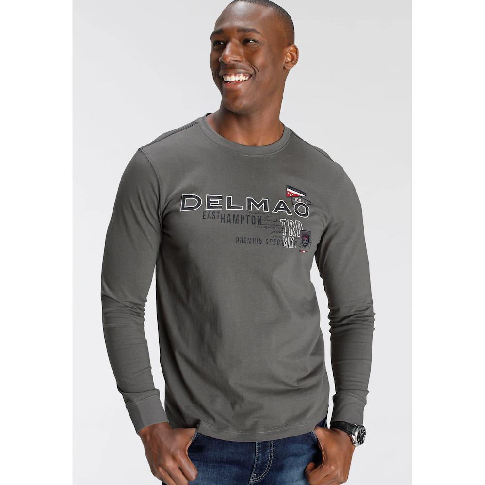 DELMAO Langarmshirt schmale Passform bedruckt Rundhalsausschnitt aus Baumwolle ▷ kaufen