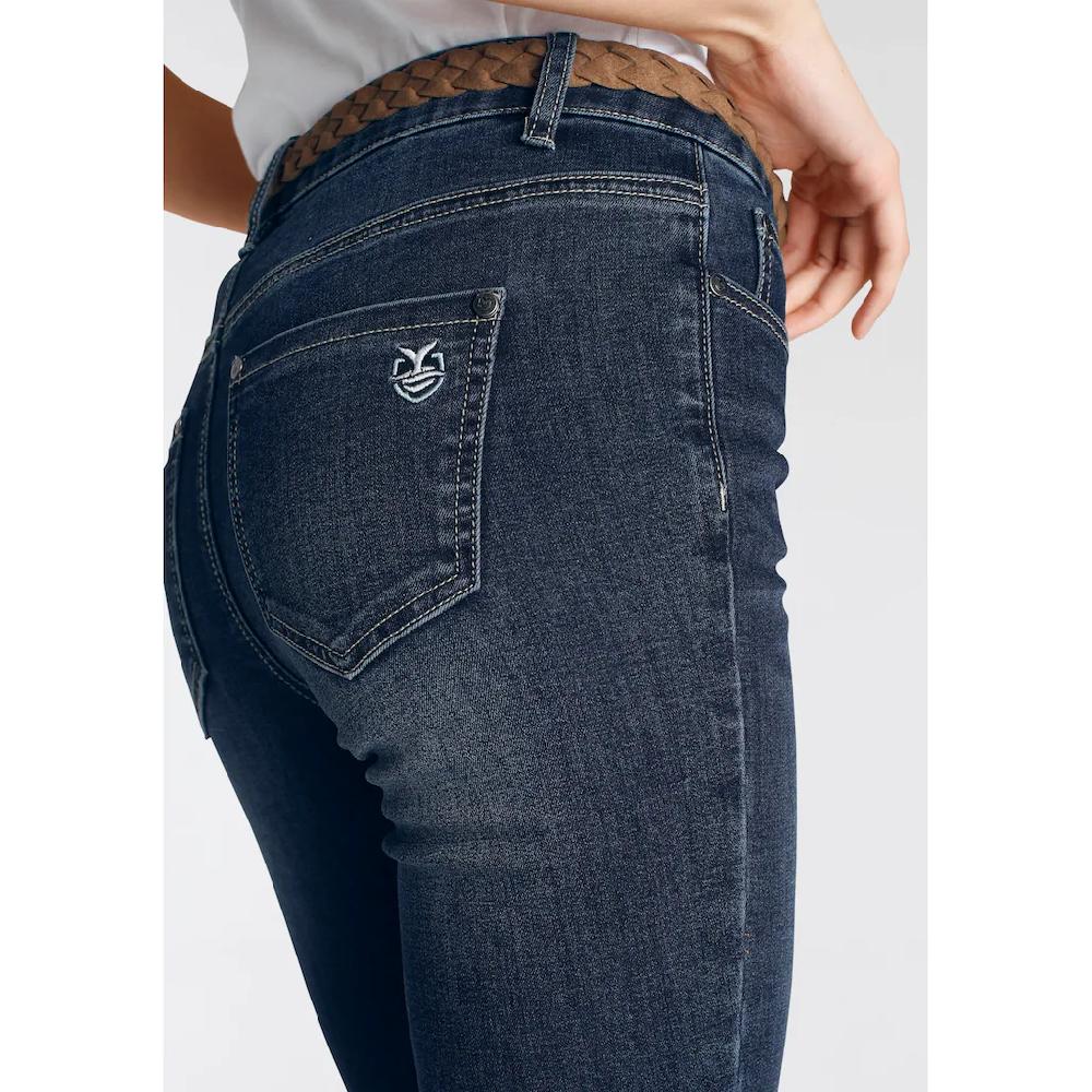 DELMAO Slim-fit-Jeans (Set 2 Tlg. Mit Gürtel) Schmale Beinform Normale Leibhöhe Knöchellang