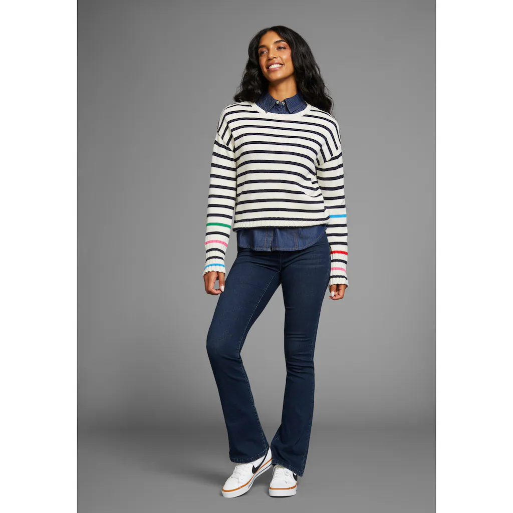 DELMAO Streifenpullover Mit Bunten Akzentstreifen - NEUE KOLLEKTION