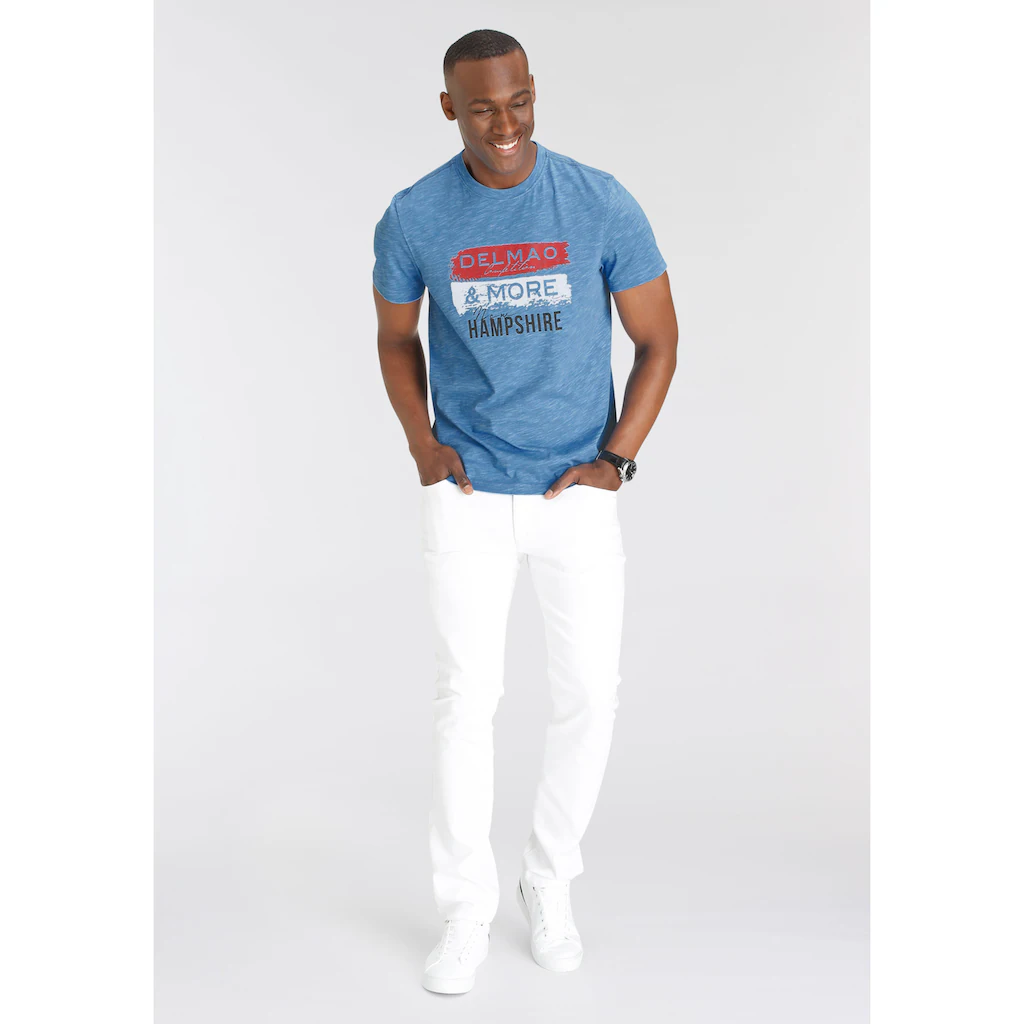 DELMAO T-Shirt Kurzarm Bedruckt Rundhals Aus Baumwolle Und Polyester ▷ Kaufen