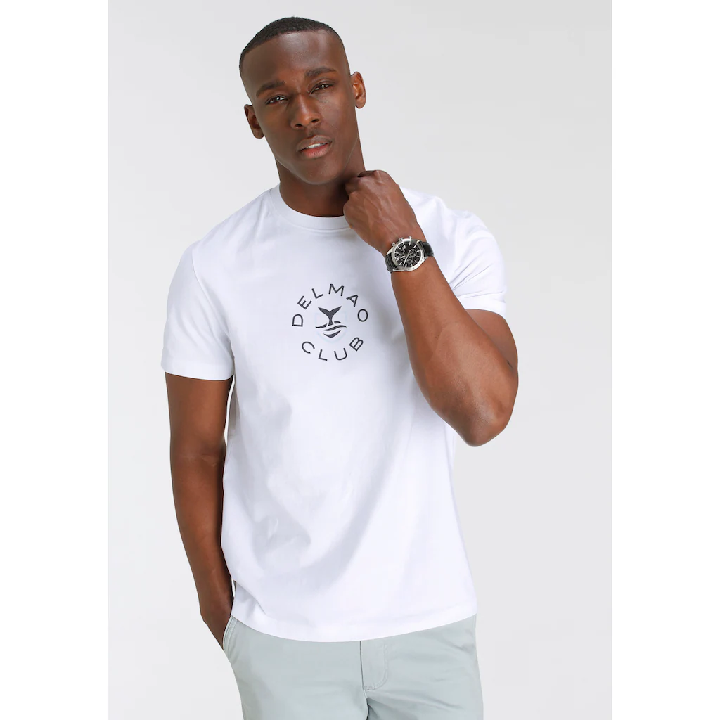 DELMAO T-Shirt Kurzarm Lässige Passform Mit Print Und Schriftzug Rundhals ▷ Kaufen