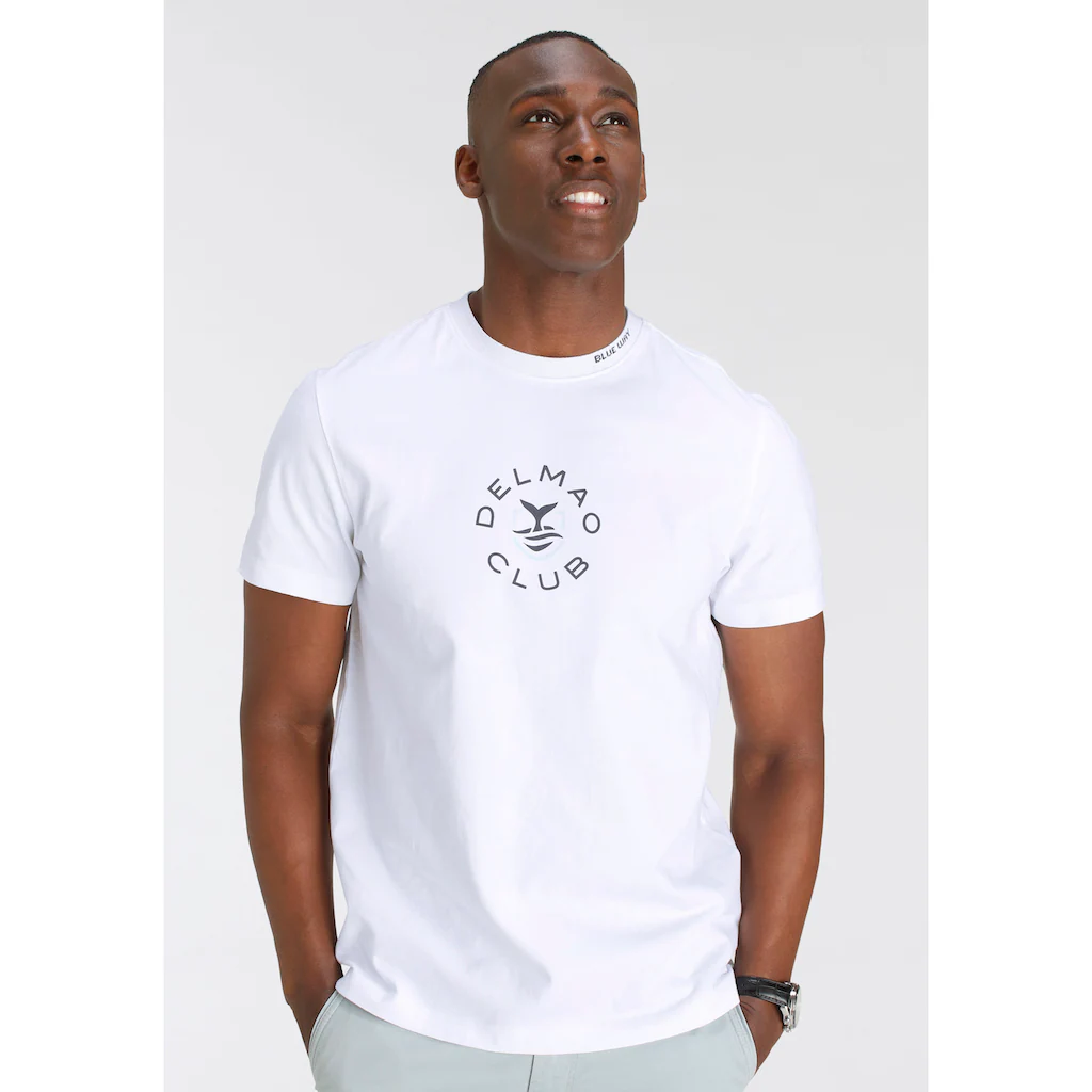 DELMAO T-Shirt Kurzarm Lässige Passform Mit Print Und Schriftzug Rundhals ▷ Kaufen