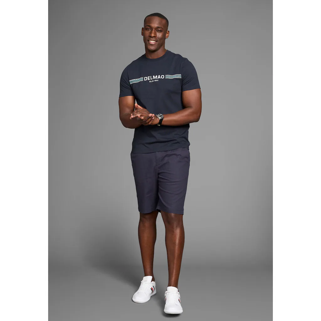 DELMAO T-Shirt Mit Sportlich-maritimen Marken-Schriftzug