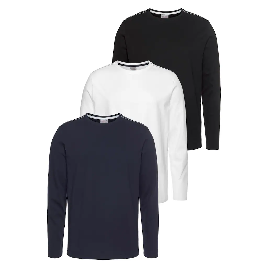 Eastwind Langarmshirt (3er-Pack) Langarm Basic-Stil Rundhals-Ausschnitt aus 100% Baumwolle