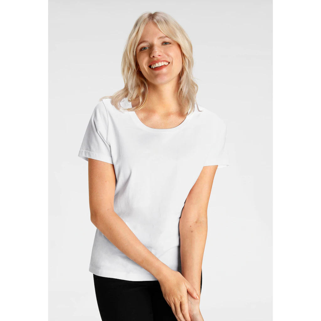 Eastwind T-Shirt (Packung 3 Tlg. 3er-Pack) Kurzarm Hüftlang Für Die Freizeit Aus Baumwolle