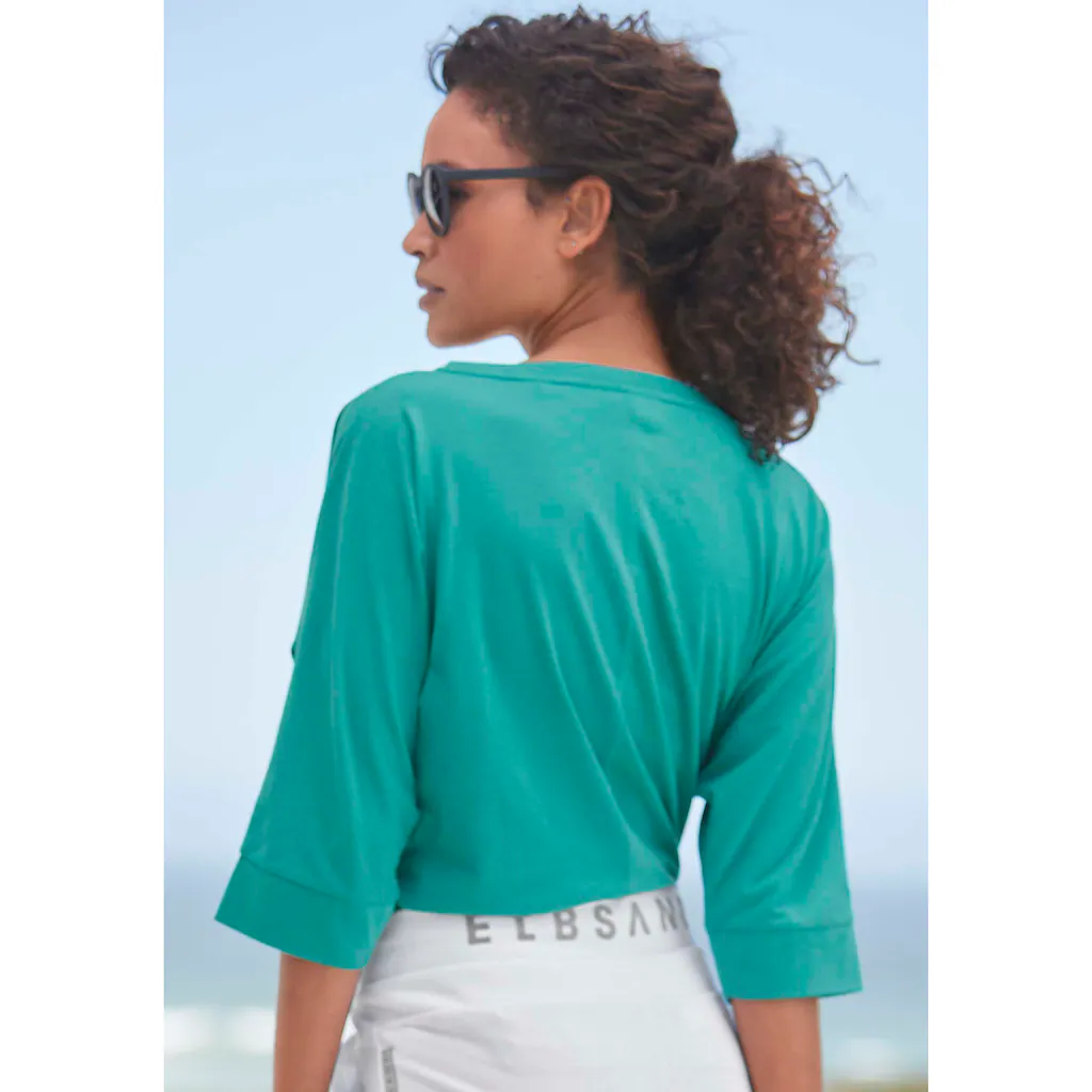 Elbsand 3/4-Arm-Shirt Mit Logodruck Baumwoll-Mix Lockere Passform