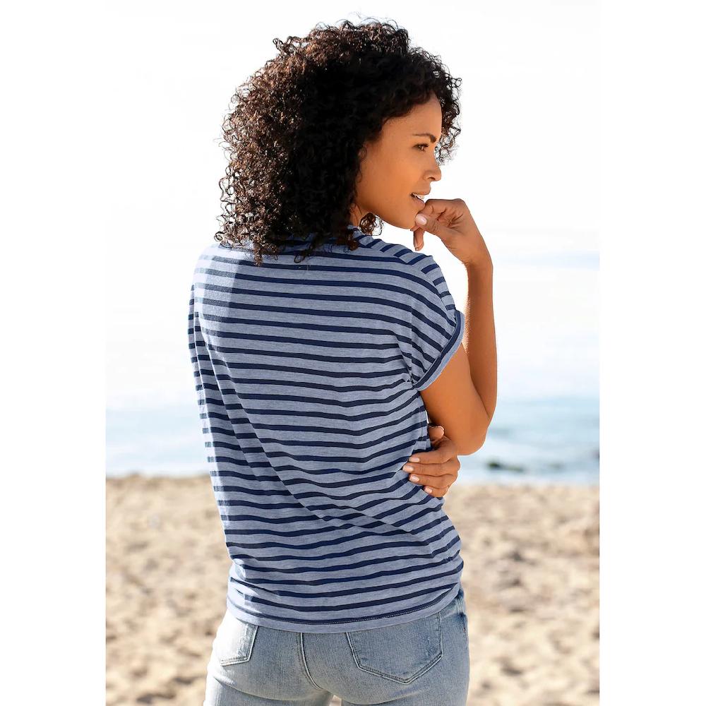 Elbsand Kurzarmshirt »Caira« Mit Streifen T-Shirt Aus Baumwoll-Mix Sportlich Und Bequem