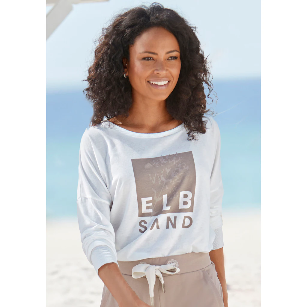 Elbsand Langarmshirt mit Logodruck Baumwoll-Mix sportlich-casual