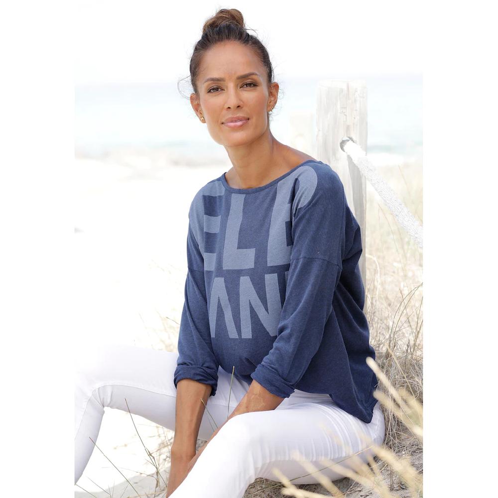Elbsand Langarmshirt »Niola« mit großem Frontprint Longsleeve aus Baumwoll-Mix sportlich-casual