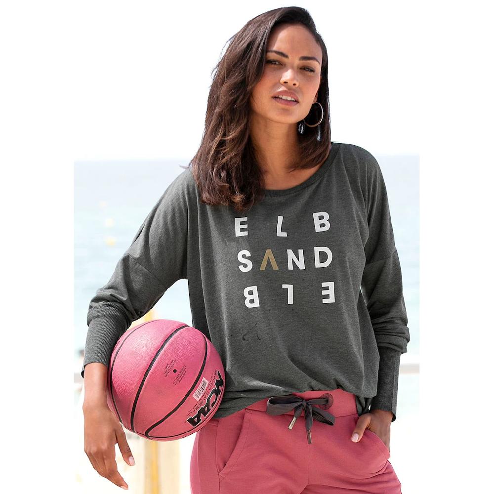 Elbsand Longsleeve »Ingrun« mit Logodruck vorne Langarmshirt aus Baumwoll-Mix sportlich-casual