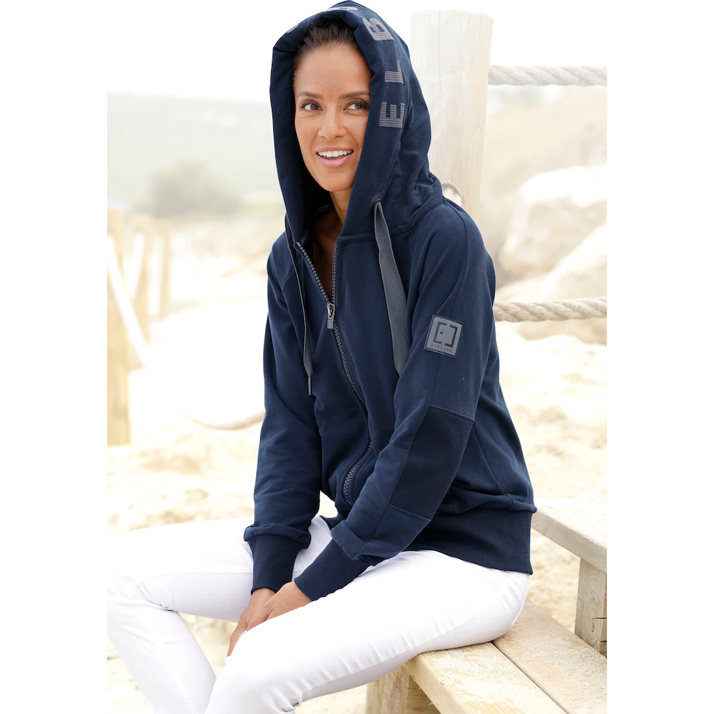 Elbsand Sweatjacke mit Logo-Stickerei an der Kapuze bequeme Freizeitjacke mit Taschen