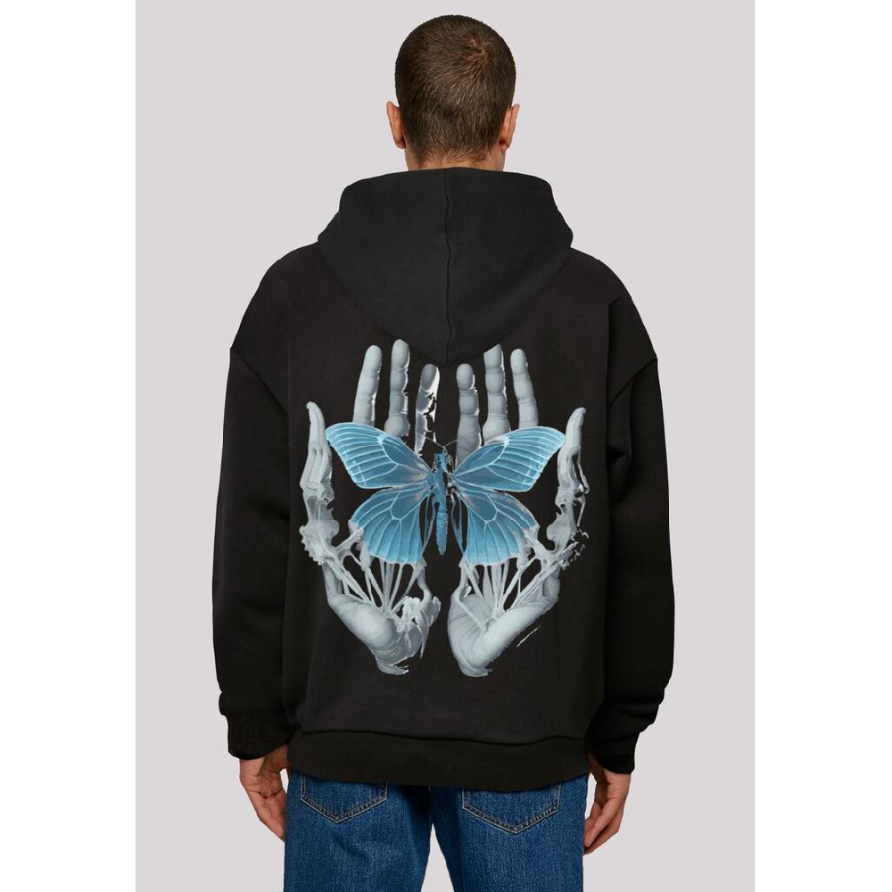 F4NT4STIC Kapuzenpullover »Skelett Hände Schmetterling« Print