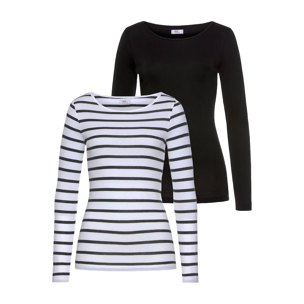 Flashlights Langarmshirt (Packung 2 tlg. 2er-Pack) Langarm sehr figurbetonter Schnitt aus 100% Baumwolle