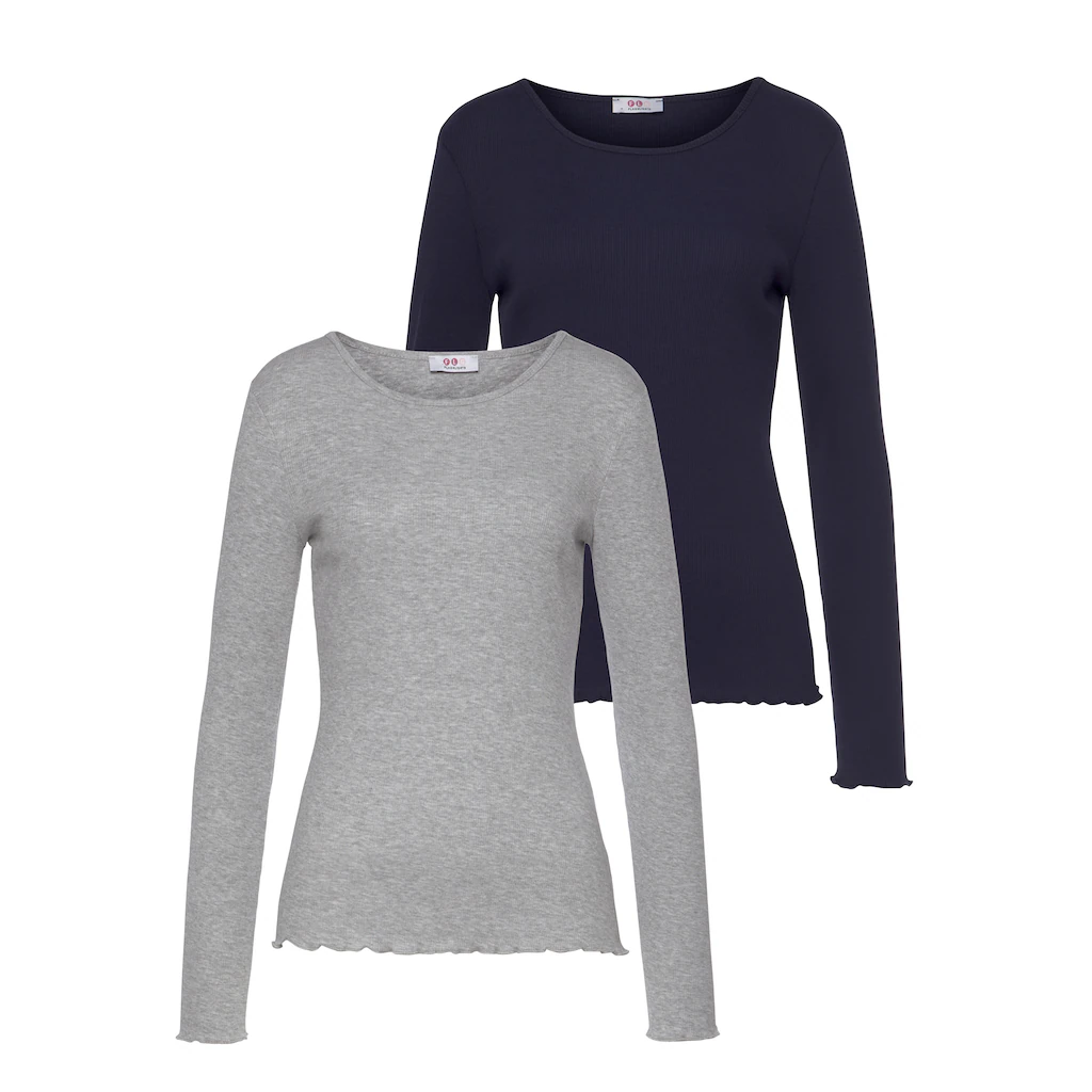 Flashlights Langarmshirt (Packung 2 tlg. 2er-Pack) sehr figurbetonter Schnitt Feinrippstoff aus 100% Baumwolle