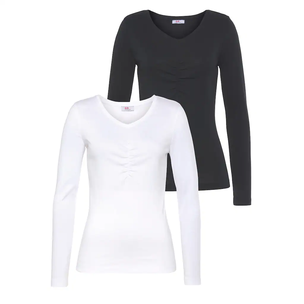 Flashlights Longsleeve (Packung 2 tlg. 2er- Pack) Langarm sehr figurbetonter Schnitt Feinrippstoff Basic-Stil