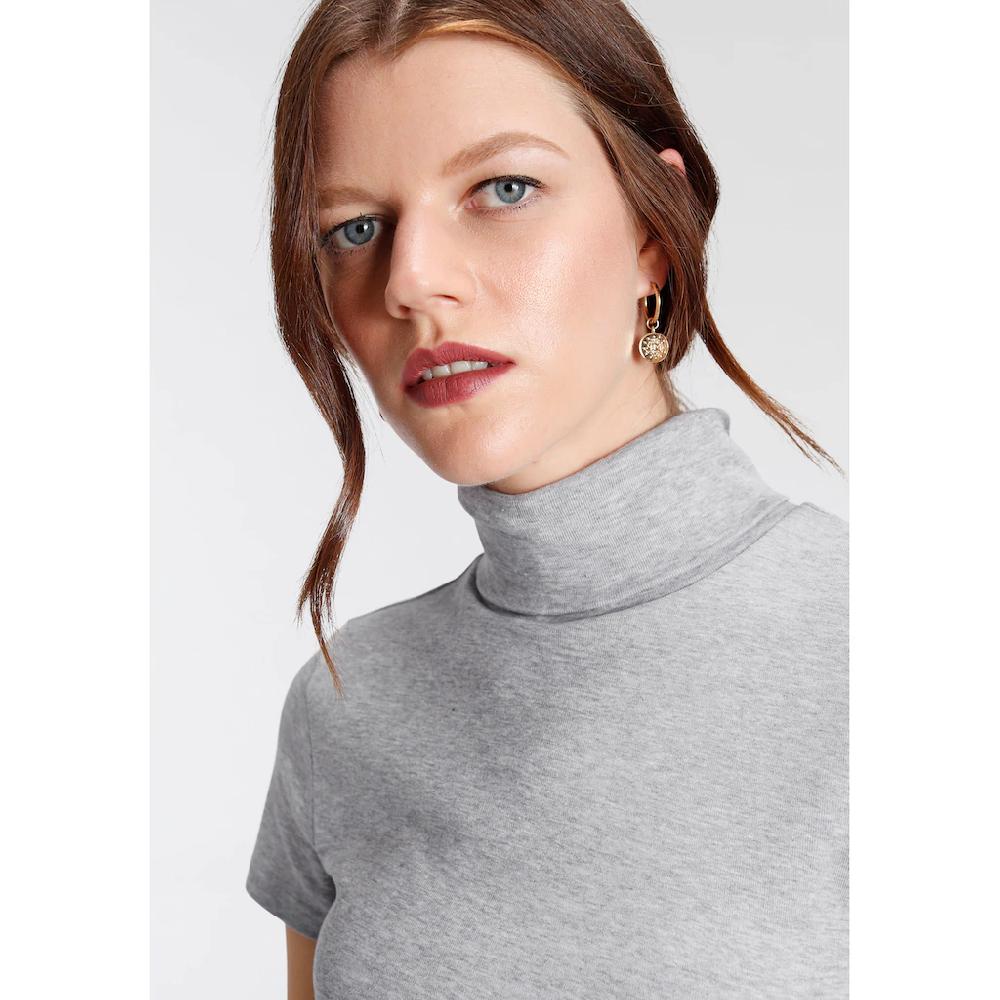 Flashlights Rollkragenshirt Figurbetont Basic-Stil Rollkragen Aus 100% Baumwolle Elastisch