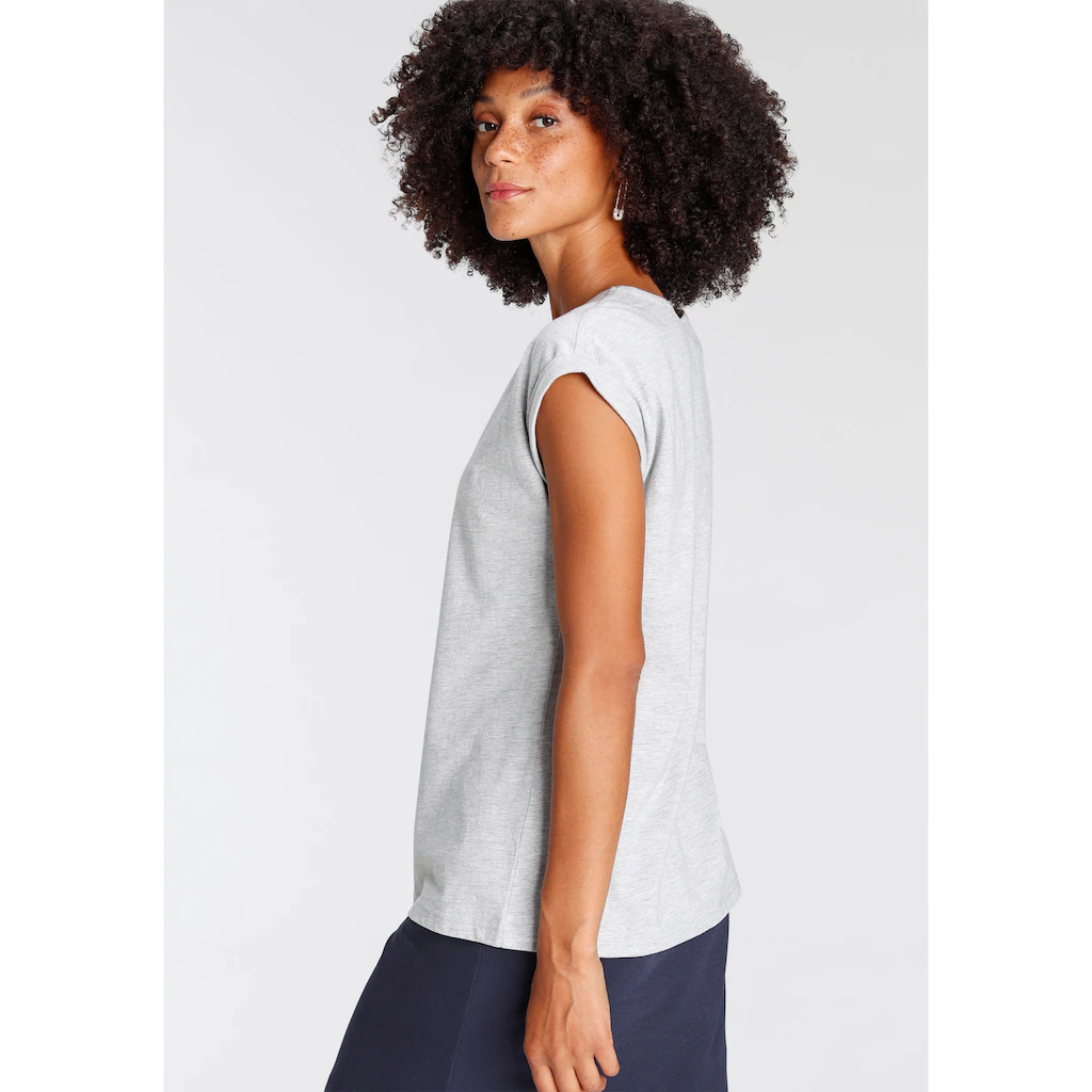 Flashlights T-Shirt (Packung 2 Tlg. 2er-Pack) Kurzarm Figurbetont Unifarben Rundhals Für Jeden Anlass