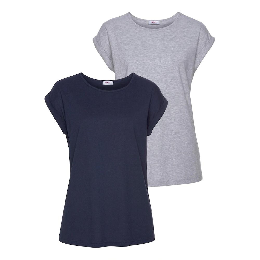 Flashlights T-Shirt (Packung 2 tlg. 2er-Pack) Kurzarm figurbetont unifarben Rundhals für jeden Anlass