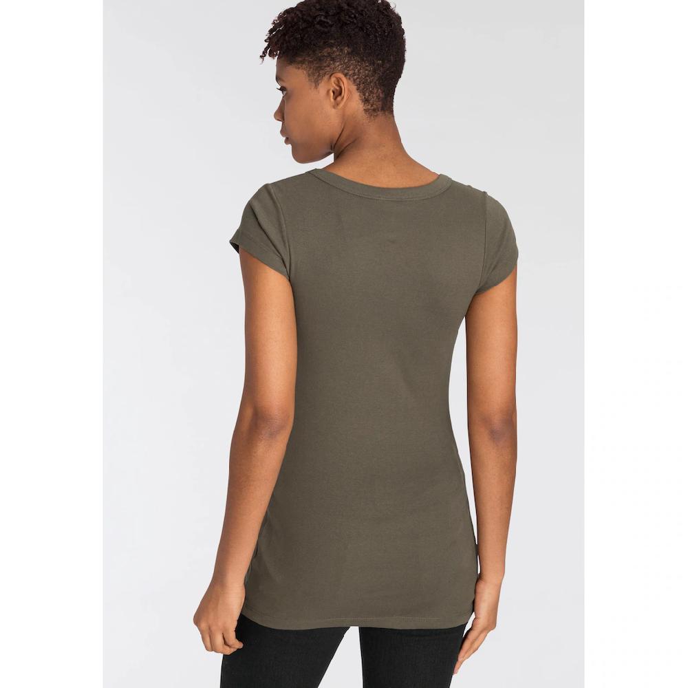 Flashlights T-Shirt (Packung 2er-Pack) Figurbetonter Schnitt Unifarben Rundhalsausschnitt