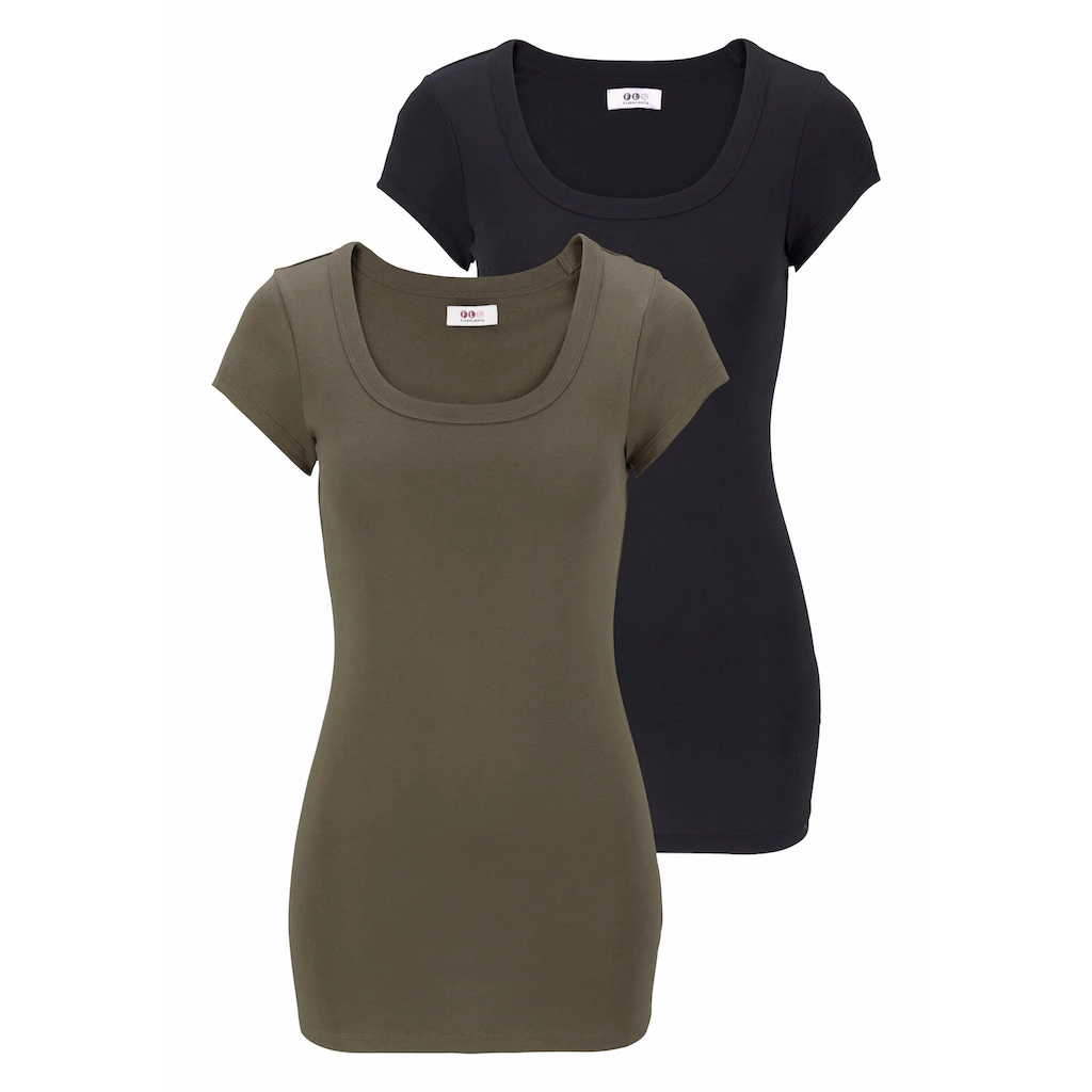 Flashlights T-Shirt (Packung 2er-Pack) figurbetonter Schnitt unifarben Rundhalsausschnitt