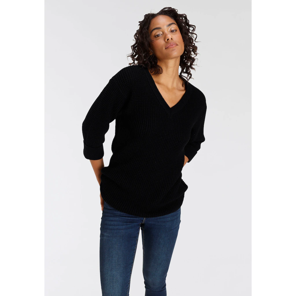 Flashlights V-Ausschnitt-Pullover Bequem geschnitten