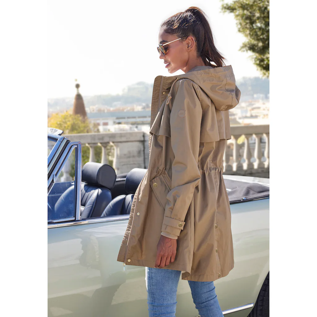 French Connection Outdoorjacke Mit Kapuze Saumschlitz Mit Druckknöpfen Auf Der Rückseite