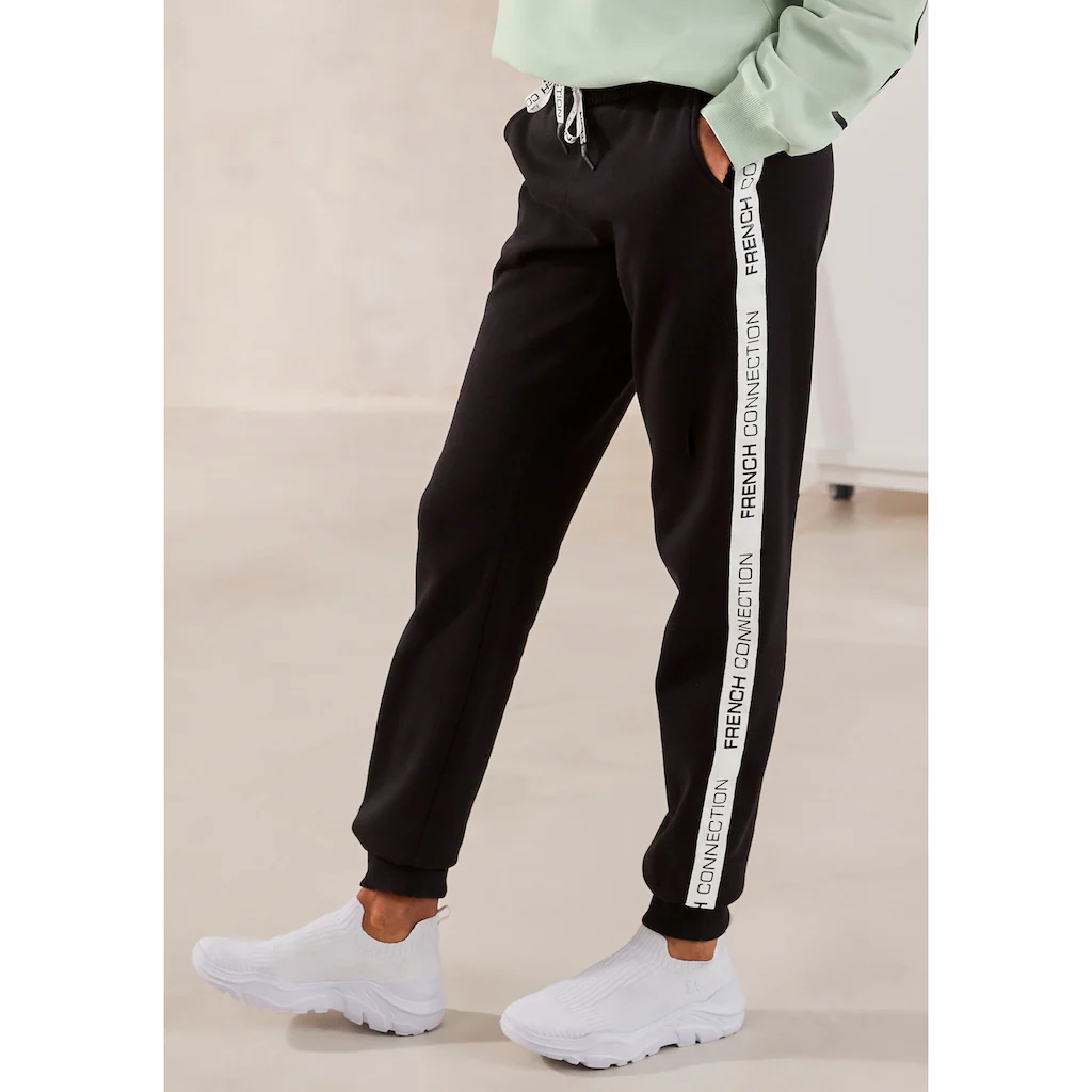 French Connection Sweathose mit seitlichen Kontraststreifen und Logodruck