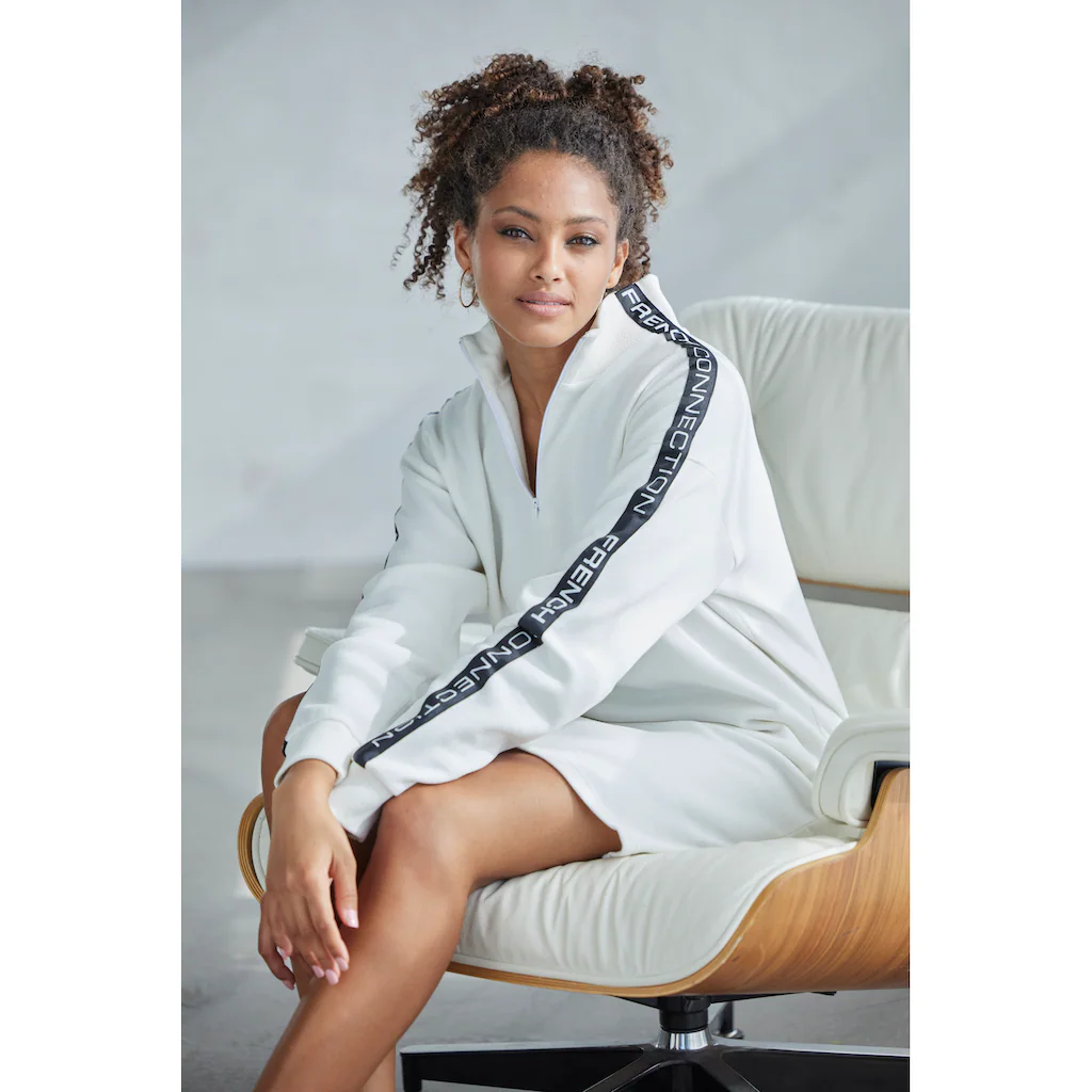 French Connection Sweatkleid Mit Stehkragen Und Logoprint Einsätzen Auf Den Ärmeln