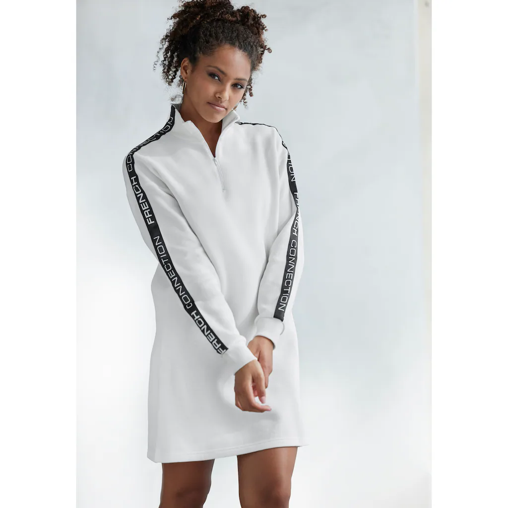 French Connection Sweatkleid mit Stehkragen und Logoprint Einsätzen auf den Ärmeln