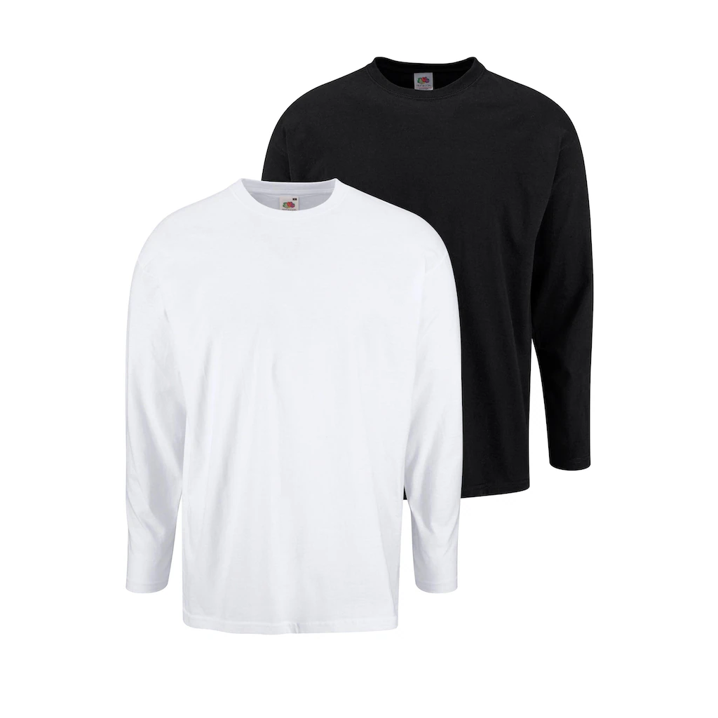 Fruit of the Loom Langarmshirt (Packung 2 tlg.) aus reiner Baumwolle