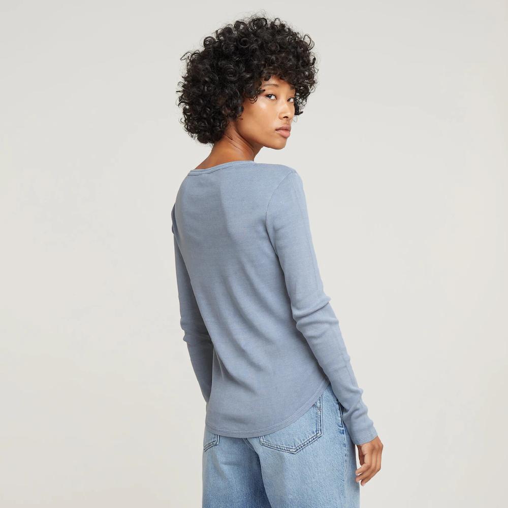 G-STAR Langarmshirt »Deep V Slim« Mit Knopfverschluss
