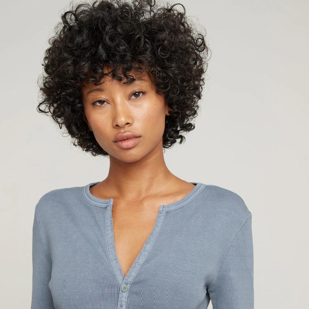 G-STAR Langarmshirt »Deep V Slim« Mit Knopfverschluss