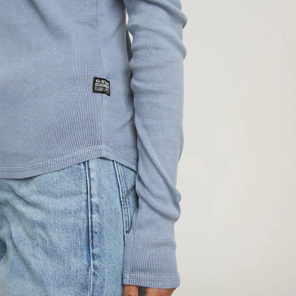 G-STAR Langarmshirt »Deep V Slim« Mit Knopfverschluss