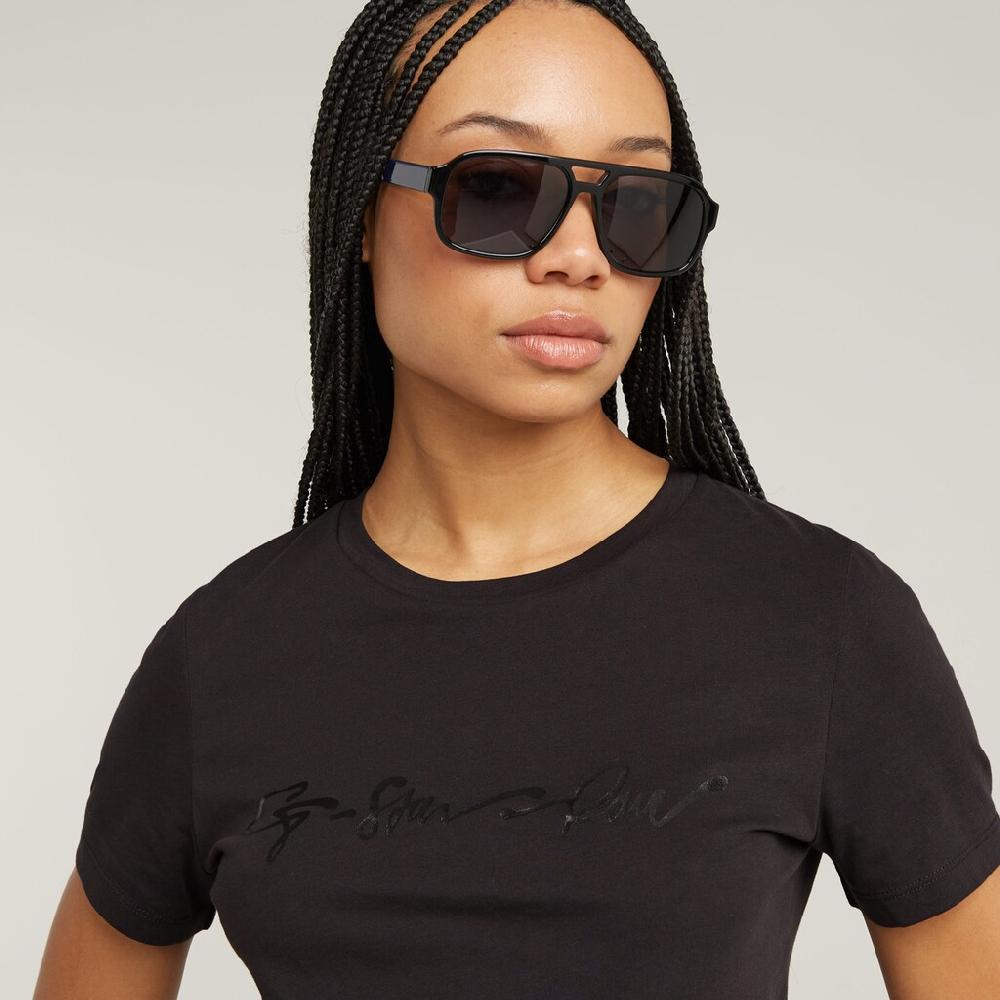 G-STAR T-Shirt »G-Script Shiny R« Mit Ton-in-Ton Schriftzug