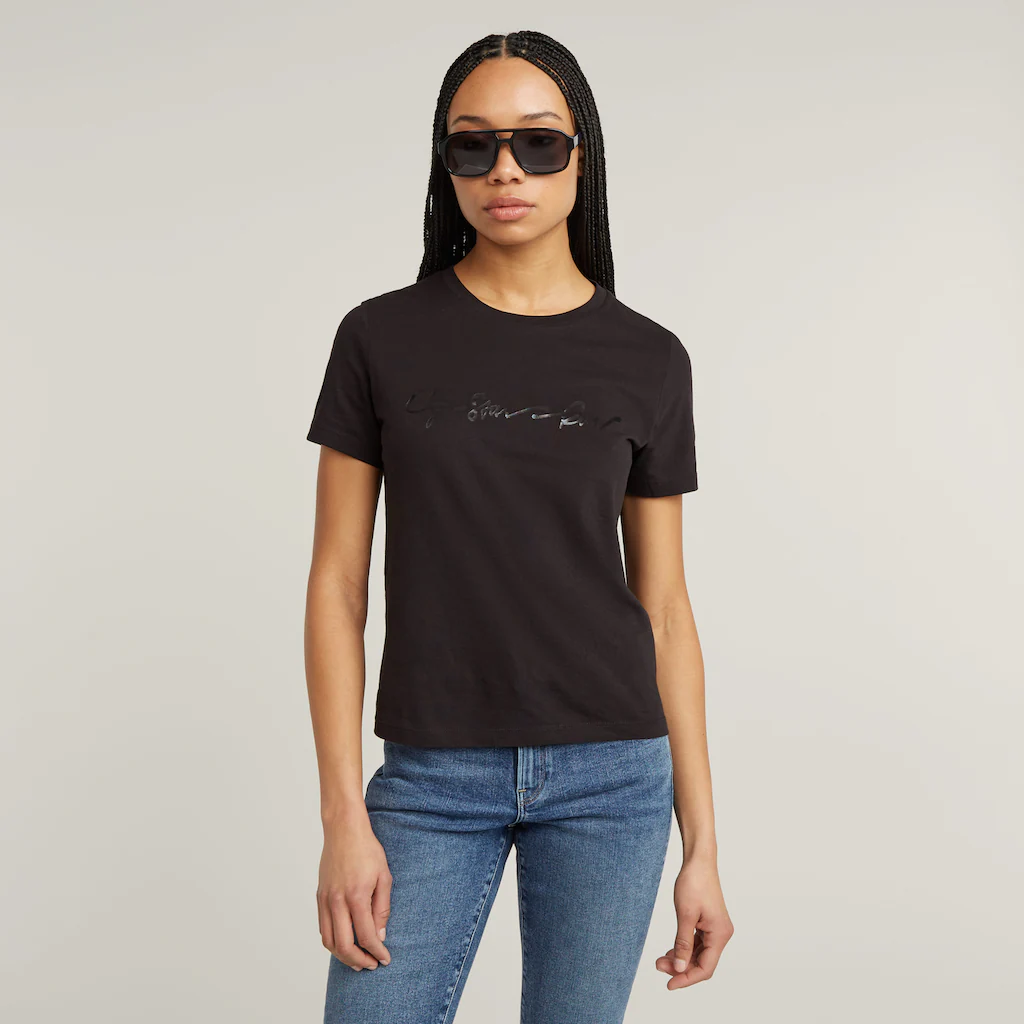 G-STAR T-Shirt »G-Script Shiny R« mit Ton-in-Ton Schriftzug