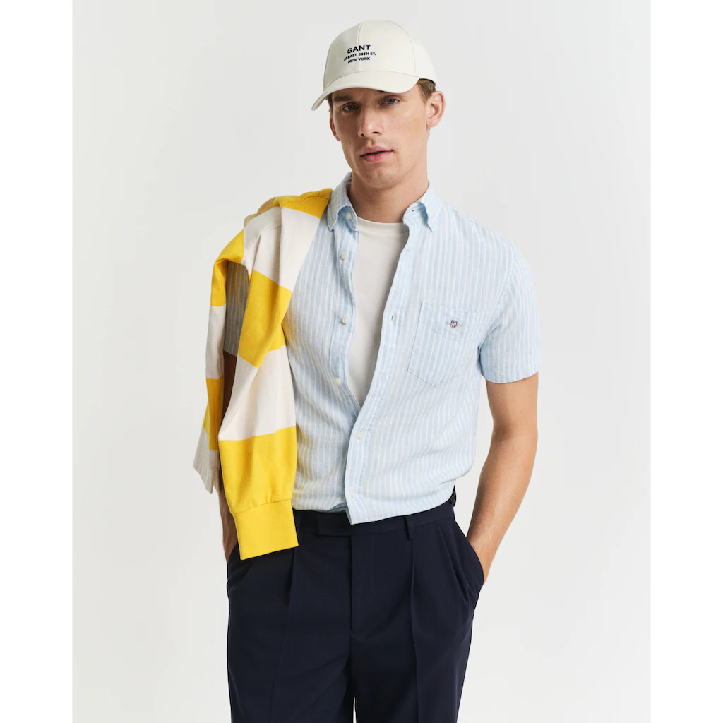 Gant Kurzarmhemd »REG COTTON LINEN STRIPE SS SHIRT« ist ideal für warme Sommertage ▷ für