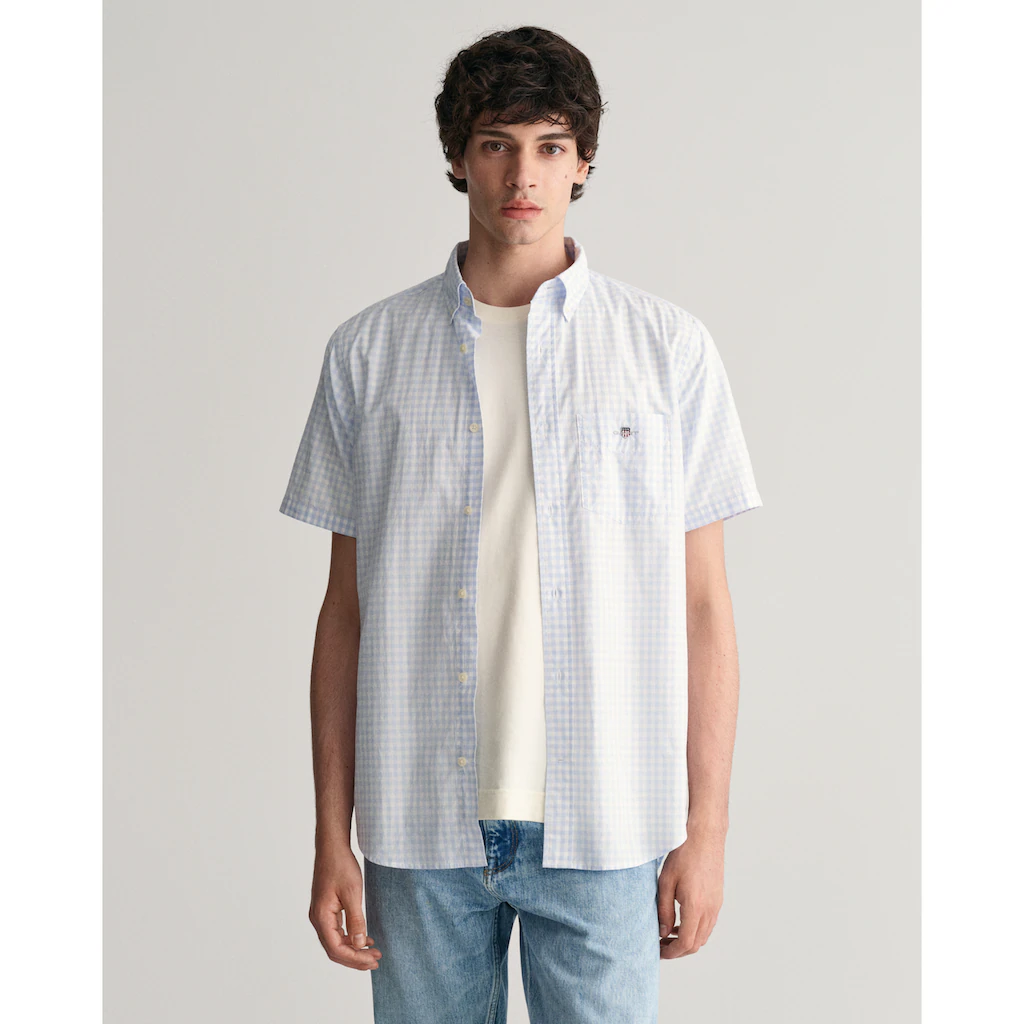 Gant Kurzarmhemd »Regular Fit Gingham Popeline Hemd strapazierfähig pflegeleicht kariert« mit einer kleinen Logostickerei auf der Brusttasche ▷ kaufen